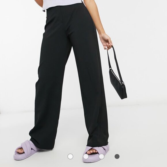 ASOS Women's Black Bershka Wide Leg Slouchy Dad Tailored Pants - Picture 1 of 4